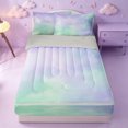 thumbnail image 1 of meiyoeat Purple Green Watercolor Cloud Zipper Full Size Comforter Sets with Fitted Sheet and 2 Pillowcases,Soft Ombre Print Zipper Bedding Set For Girls,Light Gray Reversible,4 Pieces, 1 of 7