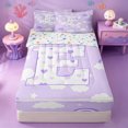 thumbnail image 1 of meiyoeat Purple Rainbow Initial E Zipper Twin Comforter Sets with Fitted Sheet and 2 Pillowcases,Cute Heart Cloud Stars Pattern Zipper Bedding Set For Girl,Colorful Stars Reversible,4 Pieces, 1 of 7