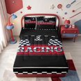 thumbnail image 1 of meiyoeat Race Car Flag Zipper Twin Comforter Sets with Fitted Sheet and 2 Pillowcases,Extreme Speed Games Zipper Bedding Set,Black Reversible,4pcs, 1 of 7