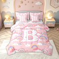 thumbnail image 1 of meiyoeat Rainbow B Initial Full Size Bedding Sets for Girls Kids, Galaxy Stars Cloud Full Size Bed in a Bag, Pink Multicolor, Colorful Star Reversible, 7 Pieces, 1 of 6