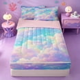thumbnail image 1 of meiyoeat Rainbow Cloud Star Galaxy Zipper Full Size Comforter Sets with Fitted Sheet and 2 Pillowcases,Dreamy Sky Pattern Zipper Bedding Set For Girl,Reversible,4 Pieces, 1 of 7