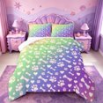 thumbnail image 1 of meiyoeat Rainbow Dog Paw Pattern Full Size Comforter Sets,Cute Pet Print Bedding Comforter Set For Girl,Reversible,3 Pieces,1 Comforter and 2 Pillowcases, 1 of 7