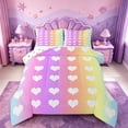 thumbnail image 1 of meiyoeat Rainbow Heart Print Queen Comforter Set,Cute Love Pattern Comforter Sets Queen For Girl,Reversible,3Pcs,1 Comforter And 2 Pillowcases, 1 of 7