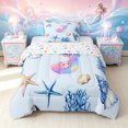 thumbnail image 1 of meiyoeat Rainbow Monogrammed J Twin Comforter Sets for Girls, Cute Blue Ocean Axolotl Bedding Set, Star Reversible, 2pcs, 1 Comforter and 1 Pillowcase, 1 of 6
