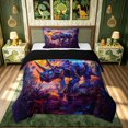 thumbnail image 1 of meiyoeat Rainbow Triceratops Dinosaur Twin Comforter Sets for Kids Boys Teens, Galaxy Wildlife Bedding Set, Black Reversible, 2-Piece, 1 Comforter and 1 Pillowcase, 1 of 6
