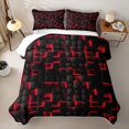 thumbnail image 1 of meiyoeat Red Checkered Grid Quilt Full For Boys,3D Modern Abstract Geometric Full Bedspread Sets For Kids,3 Pieces, 1 of 7