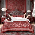 thumbnail image 1 of meiyoeat Red Paisley Print Duvet Cover Queen For Girls,Classic Boho Floral Queen Bedding For Adults,Reversible,3-Piece(No Comforter), 1 of 6