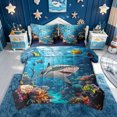 thumbnail image 1 of meiyoeat Reef Shark Fish Twin Bedding for Kids Boys Girls, Tropical Coastal Coral Animal Bedding Comforter Set, Blue, Blue Reversible, 7 Pieces, 1 of 6