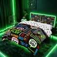 thumbnail image 1 of meiyoeat Retro Game Controller Duvet Cover Set, Pixel Text Bedding Full for Boys Gamers, Multi-Color, Gamepad Reversible3 Pieces, 1 Duvet Cover and 2 Pillowcases, 1 of 7