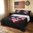 thumbnail image 1 of meiyoeat Retro US Stars Stripes Flag Baseball Bed Sheets, Drip Batter Silhouette Full Size Sheets for Boys, 4pcs, 1 Flat Sheet, 1 Fitted Sheet and 2 Pillowcases, 1 of 5