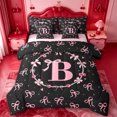 thumbnail image 1 of meiyoeat Ribbon Bow Pearl 7 Pieces Full Size Bedding Sets,Pink Monogrammed B Full Size Bed in a Bag For Girl,Pink Reversible, 1 of 7