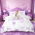 thumbnail image 1 of meiyoeat Ribbon Bowknot Monogrammed M Bedding,Watercolor Coquette Letter Design Duvet Cover Full For Girl,Reversible,3 Pieces,1 Duvet Cover and 2 Pillowcases, 1 of 6