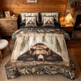 thumbnail image 1 of meiyoeat Rustic Cabin Bear Bedding Comforter Set, Vintage Farmhouse Queen Bedding Sets, Brown, Black Reversible 7-Piece, 1 of 7