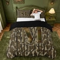 thumbnail image 1 of meiyoeat Rustic Hunting Camo Duvet Cover Queen For Boys,Green Initial Letter M Queen Bedding For Men,Black Reversible,3 Pieces(No Comforter), 1 of 6