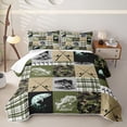 thumbnail image 1 of meiyoeat Rustic Outdoor Fishing Bed Spread Queen for Men Boys, Vintage Forest Plaid Camo Queen Coverlet Set, Olive Green, 3-Piece, 1 of 7