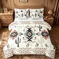 thumbnail image 1 of meiyoeat Rustic Western Aztec Print 7pcs Queen Bedding For Adults,Desert Botanical Cactus Bedding Comforter Set Queen For Men Women,Reversible, 1 of 7