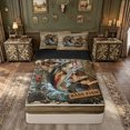 thumbnail image 1 of meiyoeat Rustic Wood Bass Fishing Boat Zipper Comforter Set with Fitted Sheet and 2 Pillowcases for Men Boys, Outdoor Wildlife Zipper Bedding Set, Brown Green Black, Black Reversible, 3-Piece, 1 of 6