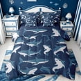 thumbnail image 1 of meiyoeat Sea Animal Shark 7Pcs Queen Bedding For Boys,Ocean Wildlife Print Bedding Comforter Set Queen For Kids,Navy Blue Reversible, 1 of 7