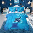 thumbnail image 1 of meiyoeat Sea Manta Ray Twin Bedding for Men Boys, Sunlight Wave Wildlife Bedding Comforter Set, Blue, Reversible, 7-Piece, 1 of 6