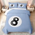 thumbnail image 1 of meiyoeat Simple 8 Ball Quilt Full for Girls, Blue Cartoon Billiards Full Bedspread Sets, 3 Pieces, 1 Comforter and 2 Pillowcases, 1 of 7