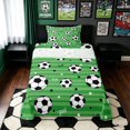 thumbnail image 1 of meiyoeat Soccer Ball Sport Twin Sheets for Boys, Cartoon Stripe Stars Bedding, Green Black, 3 Pieces, 1 Flat Sheet, 1 Fitted Sheet and 1 Pillowcase, 1 of 6