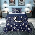 thumbnail image 1 of meiyoeat Soccer Letter C Twin Comforter Sets for Boys, Ball Field Bedding Set, Navy Blue, Blue Reversible, 2-Piece, 1 Comforter and 1 Pillowcase, 1 of 6