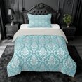 thumbnail image 1 of meiyoeat Soft Damask Twin Comforter Sets,For Girls,Airy Print Bedding Set For Girl,Light Gray Reversible,2 Pieces,1 Comforter and 1 Pillowcase, 1 of 7