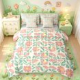 thumbnail image 1 of meiyoeat Soft Floral 7-Piece Twin Bedding For Girls,Pastel Print Bedding Comforter Set,Pink Green Cream,Light Gray Reversible, 1 of 7