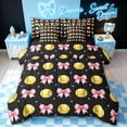 thumbnail image 1 of meiyoeat Softball Bow Full Size Bedding Sets for Girls, Black Pink Watercolor Ribbon Full Size Bed in a Bag, Black Reversible, 7 Pieces, 1 of 6
