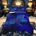 thumbnail image 1 of meiyoeat Space Shark Full Size Comforter Sets for Kids Boys Girls, Dreamy Galaxy Star Animal Bedding Comforter Set, Navy, Blue Reversible, 3 Pieces, 1 Comforter and 2 Pillowcases, 1 of 6