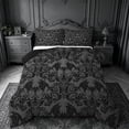 thumbnail image 1 of meiyoeat Spooky Gothic Bat King Size Comforter Sets,Gray Classic Damask Floral Comforters King Size For Adults, Black Gray,Black Reversible,3-Piece, 1 of 7