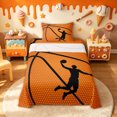 thumbnail image 1 of meiyoeat Sport Basketball Player Twin Sheets for Boys, Abstract Stripes Bedding, Orange Black, 3-Piece, 1 Flat Sheet, 1 Fitted Sheet and 1 Pillowcase, 1 of 6