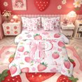 thumbnail image 1 of meiyoeat Strawberry Letter D Twin Bedding for Girls, Kawaii Bowknot Floral Bedding Comforter Set for Bedroom, Pink, Pink Reversible, 7 Pieces, 1 of 6