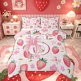 thumbnail image 1 of meiyoeat Strawberry Letter G Full Size Comforter Sets for Girls, Kawaii Bowknot Floral Bedding Comforter Set for Bedroom, Pink, Pink Reversible, 3 Pieces, 1 Comforter and 2 Pillowcases, 1 of 6