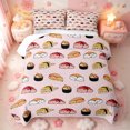 thumbnail image 1 of meiyoeat Sushi Cat Pattern Bed Spread Queen,Cute Kitten Food Print Queen Coverlet Set,3pcs,1 Quilt and 2 Pillowcases, 1 of 7