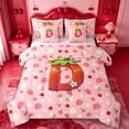 thumbnail image 1 of meiyoeat Sweet Fruit Initial D 7-Piece Twin Bedding,Strawberry Daisy Monogrammed Bedding Comforter Set For Girl,Pink Reversible, 1 of 7