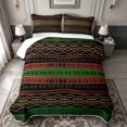 thumbnail image 1 of meiyoeat Tribal Stripes Quilt King For Men Women,Ethnic Pattern King Coverlet Set,Green Black,3 Pieces,1 Bedspread and 2 Pillowcases, 1 of 7