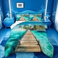 thumbnail image 1 of meiyoeat Tropical Beach Pier Full Size Comforter Sets For Boys,Tree Print Bedding Comforter Set,Polkadot Reversible,3 Pieces,1 Comforter and 2 Pillowcases, 1 of 7