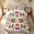 thumbnail image 1 of meiyoeat Vibrant Boho Floral Bed Spread Queen For Men Women,Peacock Print Queen Coverlet Set,White Multicolor,3pcs,1 Quilt and 2 Pillowcases, 1 of 6