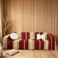 thumbnail image 1 of meiyoeat Victorian Stripe Sofa Cover Slipcover 71x91, Red Beige Chair Loveseat Couch Cover, 1 of 6