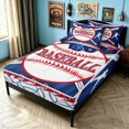 thumbnail image 1 of meiyoeat Vintage Baseball Sport Zipper Twin Comforter Sets with Fitted Sheet and 2 Pillowcases for Boys, Cartoon Ball Bat Zipper Bedding Set, Blue Red, Blue Reversible, 4-Piece, 1 of 7
