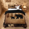thumbnail image 1 of meiyoeat Vintage Bear Silhouette Duvet Cover Queen For Kids, Rustic Paw Print Queen Bedding For Men,Black Reversible,3-Piece(No Comforter), 1 of 6