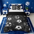 thumbnail image 1 of meiyoeat Vintage Graffiti Football Pattern Twin Duvet Cover For Kids,Boys Ball Games Twin Bedding For Soccer Lovers,Black Reversible,2pcs(No Comforter), 1 of 6