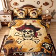 thumbnail image 1 of meiyoeat Vintage Pirate Skull 7-Piece Twin Bedding,Treasure Chest Print Bedding Comforter Set For Boys,Brown Black,Black Reversible, 1 of 7