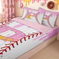 thumbnail image 1 of meiyoeat Waffle Monogrammed P Zipper Twin Comforter Sets with Fitted Sheet and 2 Pillowcases for Boys, Ice Cream Baseball Zipper Bedding Set, Pink Yellow, Pink Reversible, 4pcs, 1 of 6