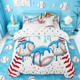 thumbnail image 1 of meiyoeat Watercolor Baseball Cream Bedding For Kids,Ball Ice Drip Duvet Cover Full For Boys,Reversible,3 Pieces(No Comforter), 1 of 6
