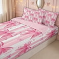 thumbnail image 1 of meiyoeat Watercolor Bow Stripe Zipper Twin Comforter Sets with Fitted Sheet and 2 Pillowcases for Kids Girls, Girly Pink Ribbon Zipper Bedding Set, Pink ReversibleG, 1 of 6