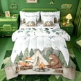 thumbnail image 1 of meiyoeat Watercolor Camping 7-Piece Twin Bedding For Boys,Fox Tent Print Bedding Comforter Set,Polkadot Reversible, 1 of 7