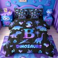thumbnail image 1 of meiyoeat Watercolor Gradient Monogram B 7-Piece Twin Bedding For Boys,Safari Dinosaur Themed Bedding Comforter Set,Black Reversible, 1 of 7