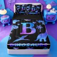 thumbnail image 1 of meiyoeat Watercolor Gradient Monogram B Zipper Full Size Comforter Sets with Fitted Sheet and 2 Pillowcases For Boys,Safari Dinosaur Themed Zipper Bedding Set,Black Reversible,4 Pieces, 1 of 7
